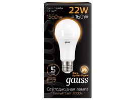 Лампа Gauss A70 22W 1900lm 3000K E27 LED 1/10/50