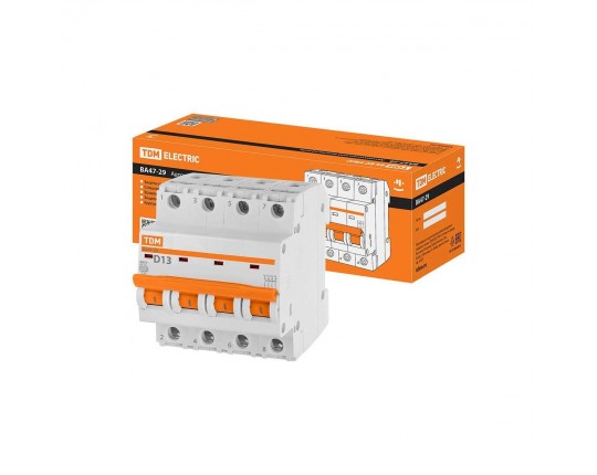 Автоматический выключатель TDM Electric ВА47-29 4Р 13А 4,5кА SQ0206-0188