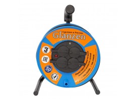 Удлинитель силовой на катушке Glanzen 4 гн. ПВС 3х1,5 IP44 EB-50-020