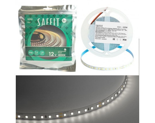 Светодиодная лента Saffit 9,6W/m 120LED/m 2835SMD дневной белый 5М SST02 55241