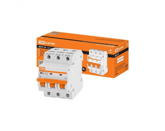 Автоматический выключатель TDM Electric ВА47-29 3Р 13А 4,5кА SQ0206-0108