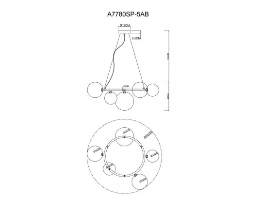 Подвесная люстра Arte Lamp Albus A7780SP-5AB