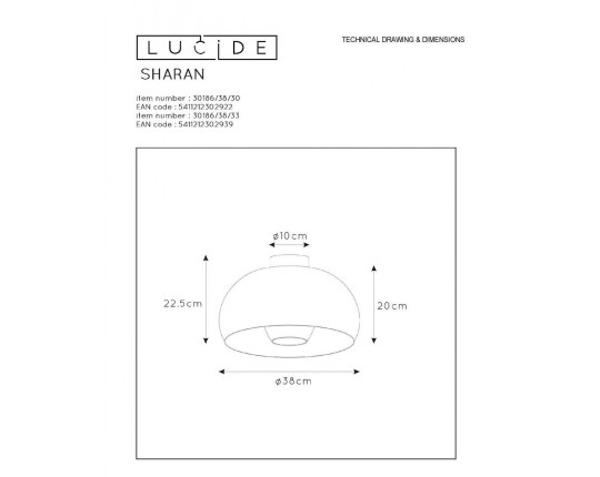 Потолочный светильник Lucide Sharan 30186/38/30