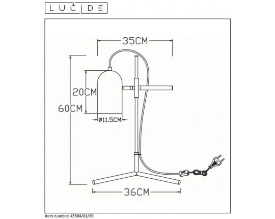 Настольная лампа Lucide Edek 45584/01/30