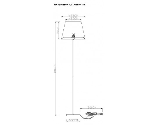 Торшер Arte Lamp Elba A2581PN-1CC