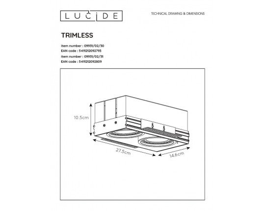 Встраиваемый светильник Lucide Trimless 09931/02/31