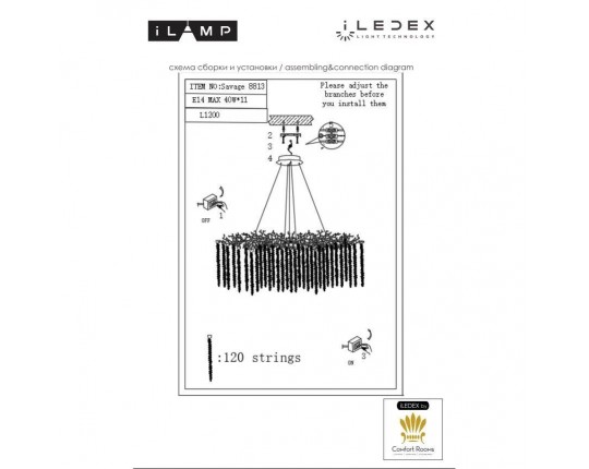 Подвесная люстра iLamp Savage 8813-L1200 GD