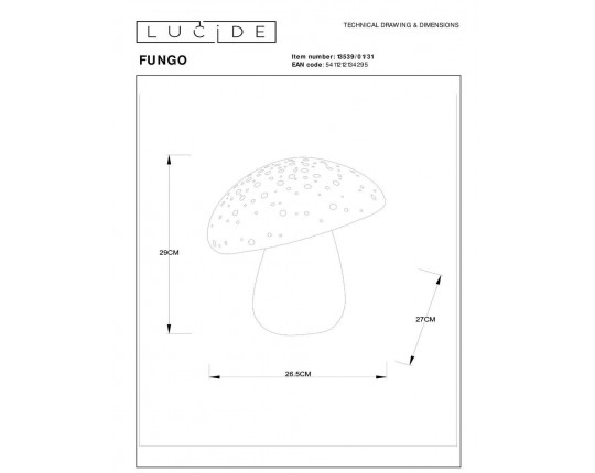 Настольная лампа Lucide Fungo 13539/01/31