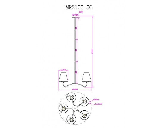 Подвесная люстра MyFar Charlotte MR2100-5C