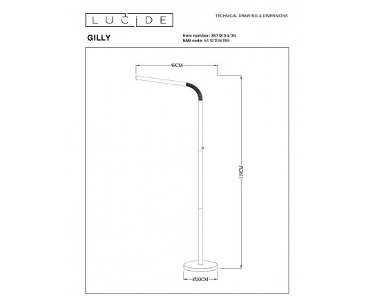 Торшер Lucide Gilly 36712/04/30