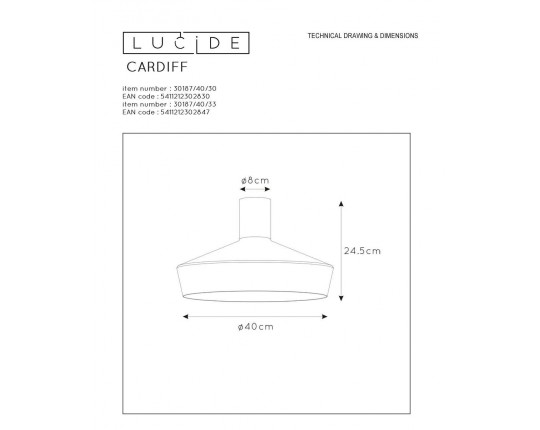 Потолочный светильник Lucide Cardiff 30187/40/33