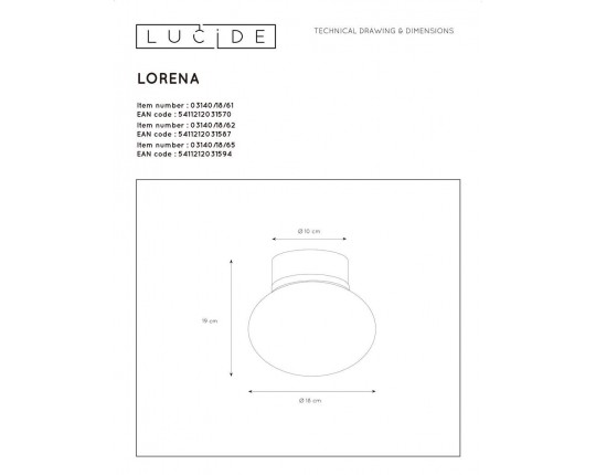 Потолочный светильник Lucide Lorena 03140/18/61