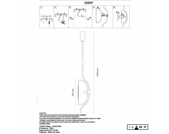 Подвесной светильник iLamp Stereo 9285P GL SM