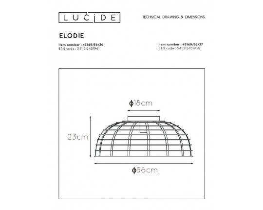 Потолочный светильник Lucide Elodie 45149/56/30