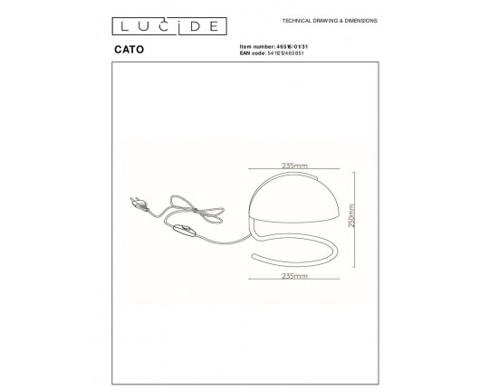 Настольная лампа Lucide Cato 46516/01/31