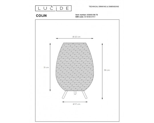 Настольная лампа Lucide Colin 03543/36/72