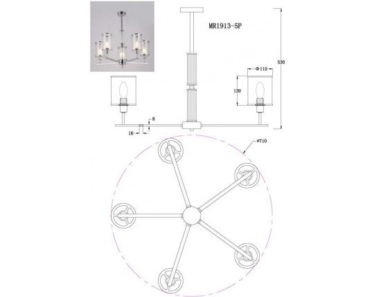 Подвесная люстра MyFar Alen MR1913-5P