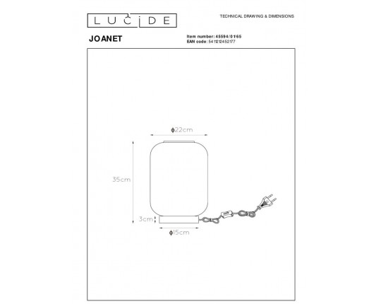 Настольная лампа Lucide Joanet 45594/01/65
