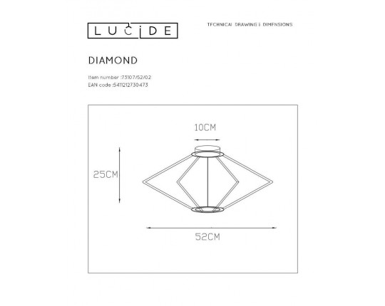 Потолочный светильник Lucide Diamond 73107/52/02