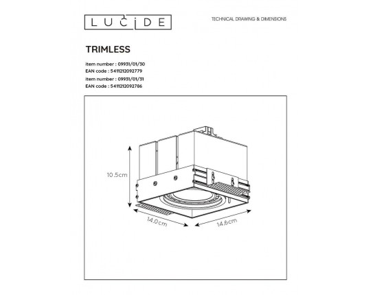 Встраиваемый светильник Lucide Trimless 09931/01/30