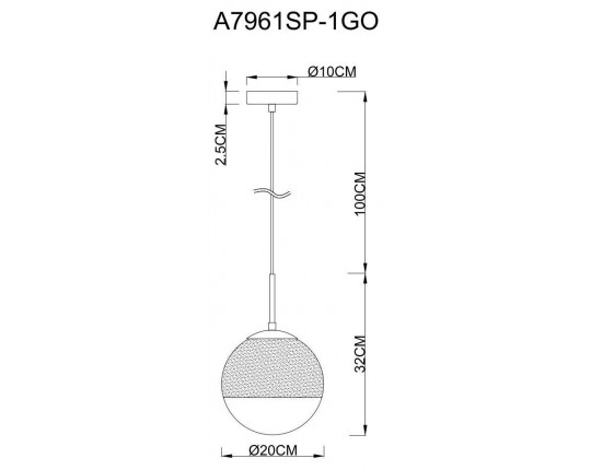 Подвесной светильник Arte Lamp Jupiter Gold A7961SP-1GO