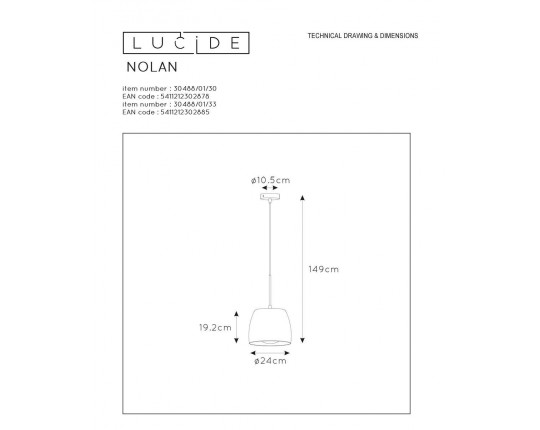 Подвесной светильник Lucide Nolan 30488/01/30