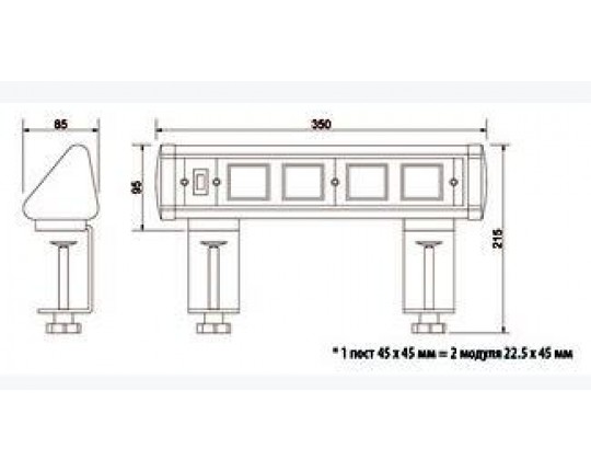 Блок розеточный настольный 4 модуля Ecoplast LUK 70314