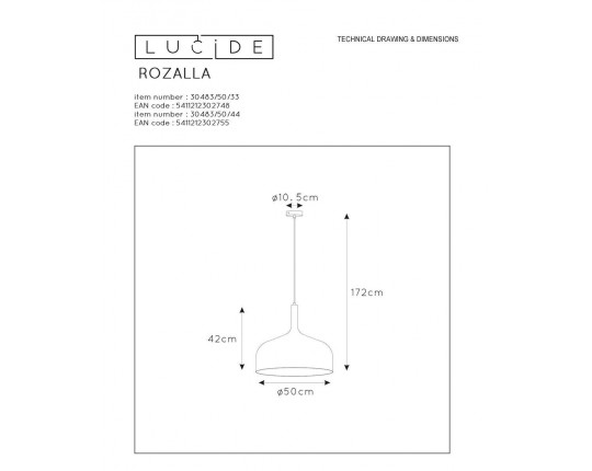 Подвесной светильник Lucide Rozalla 30483/50/44