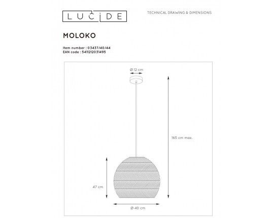 Подвесной светильник Lucide Moloko 03437/40/44